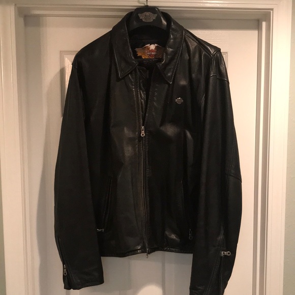 Harley-Davidson Other - HARLEY-DAVIDSON BLACK LEATHER MID-WEIGHT JACKET XL ZIP FRONT W/HD HANGER